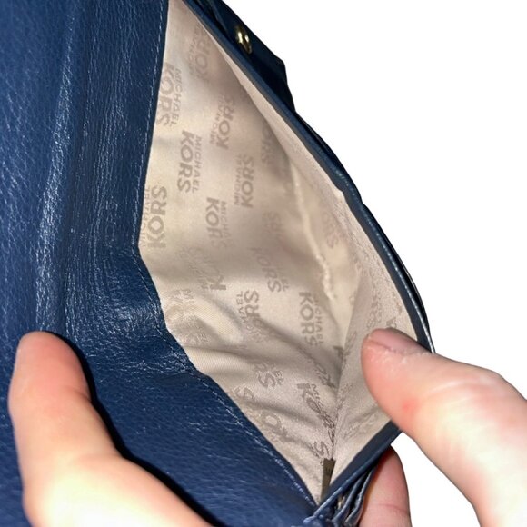michael kors blue leather bifold checkbook wallet - Picture 5 of 6